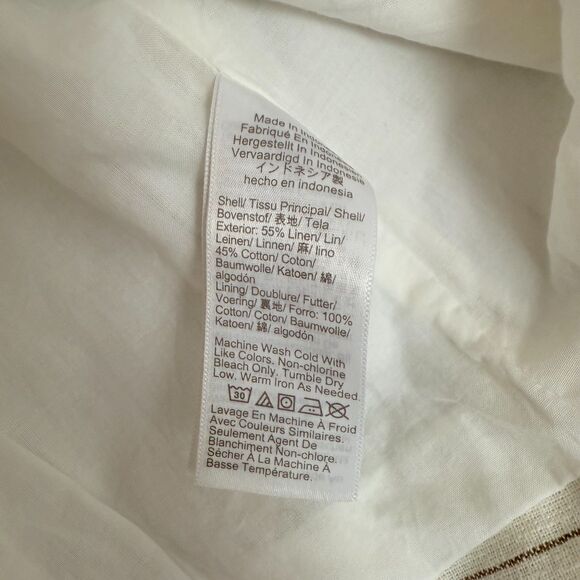 J.CREW Striped Linen-Blend Vest 12 Ivory Camel Button Up V-Neck Lined EUC B26 - Picture 5 of 5